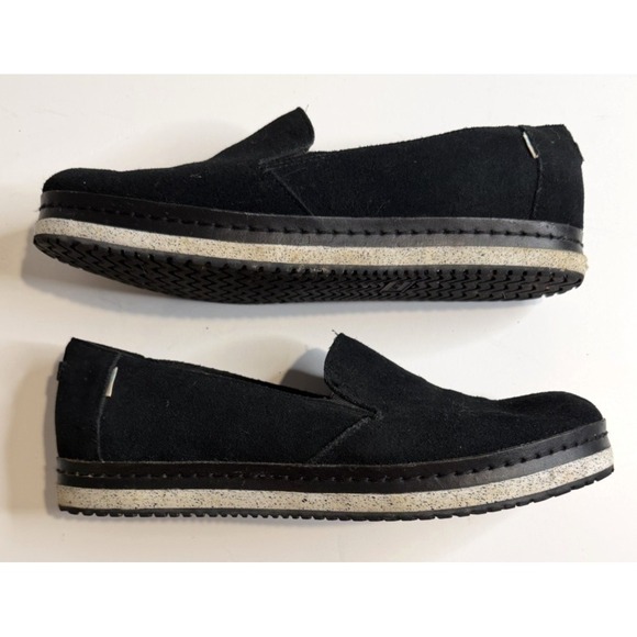Toms Womens Black Suede Slip On Shoes Size 9.5 Platform Cushioned Casual Classic - Picture 2 of 10